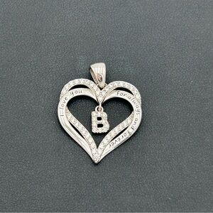 Sterling Silver “B” Heart Pendant